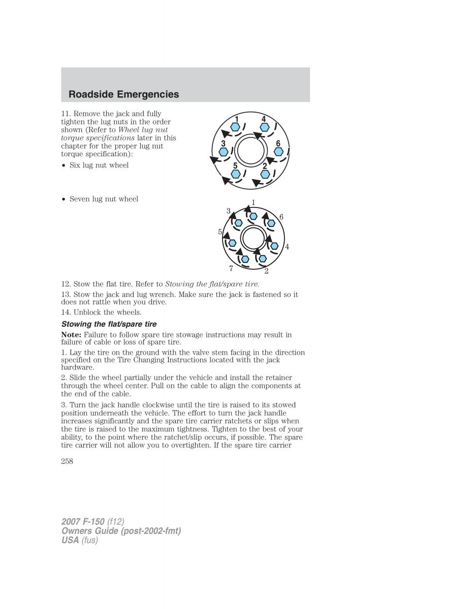 Ford F 150 owners manual / page 258