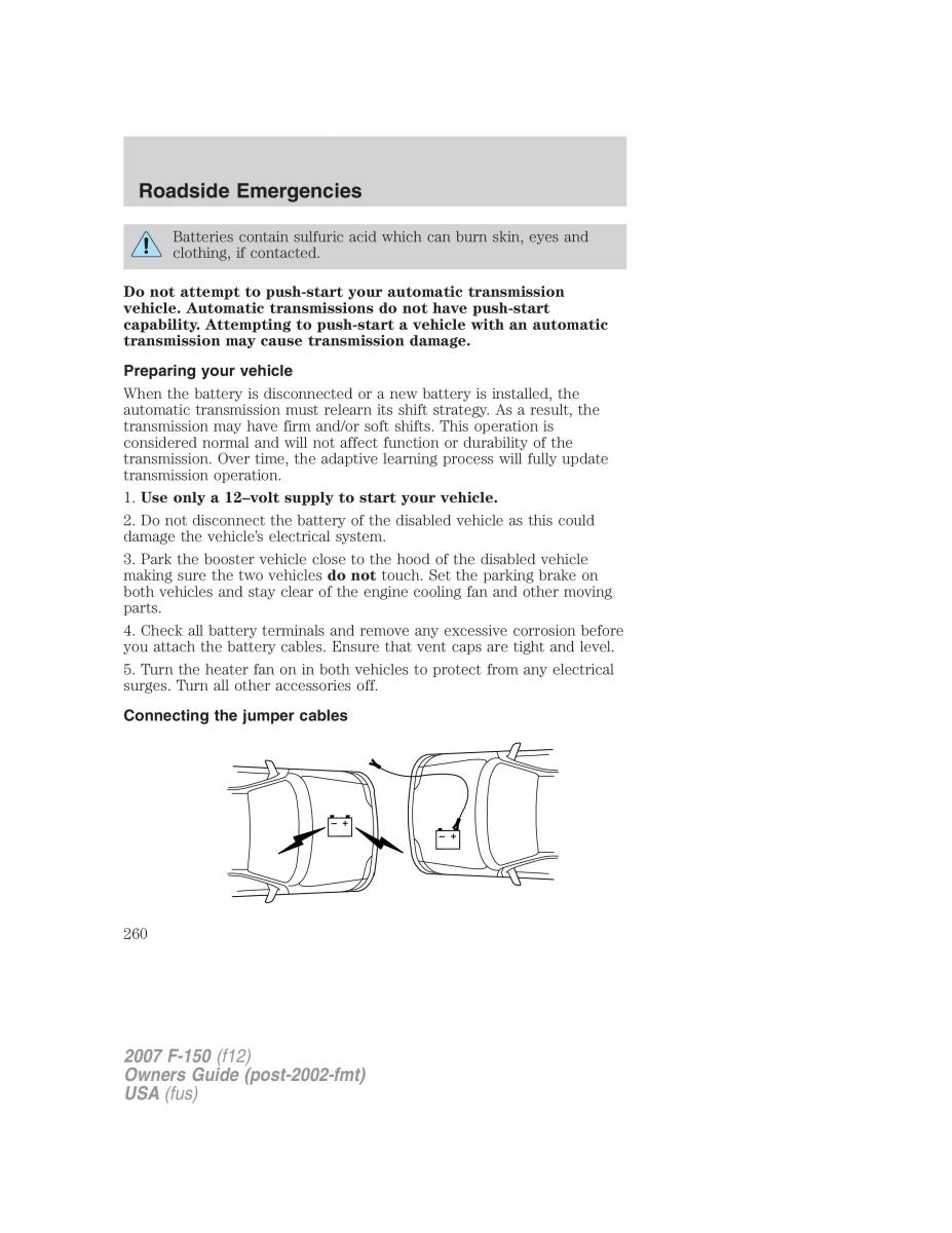 Ford F 150 owners manual / page 260