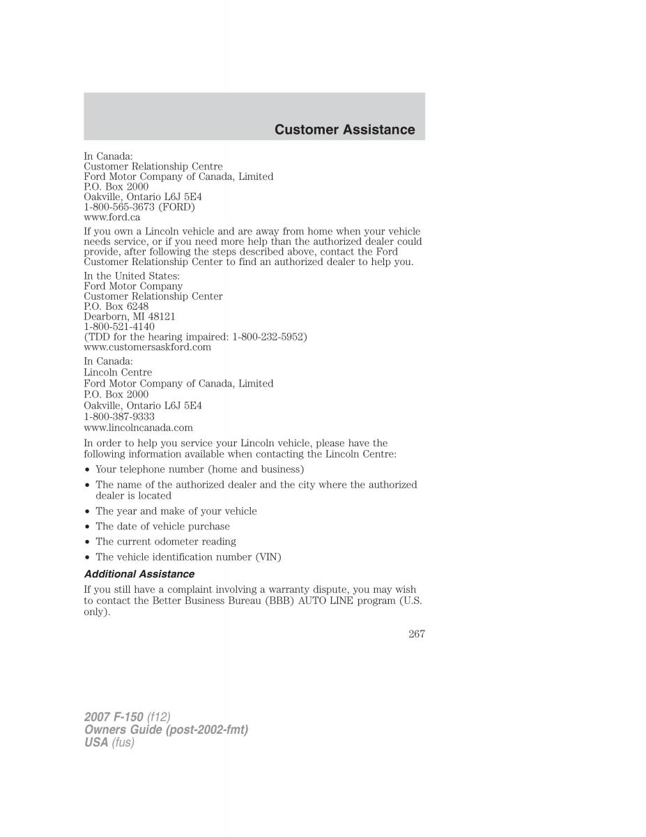 Ford F 150 owners manual / page 267