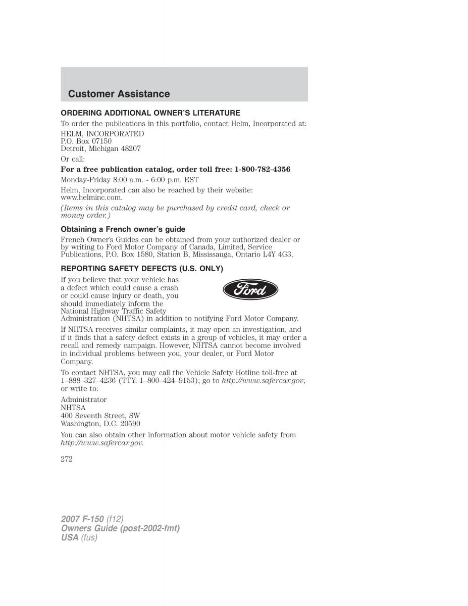 Ford F 150 owners manual / page 272