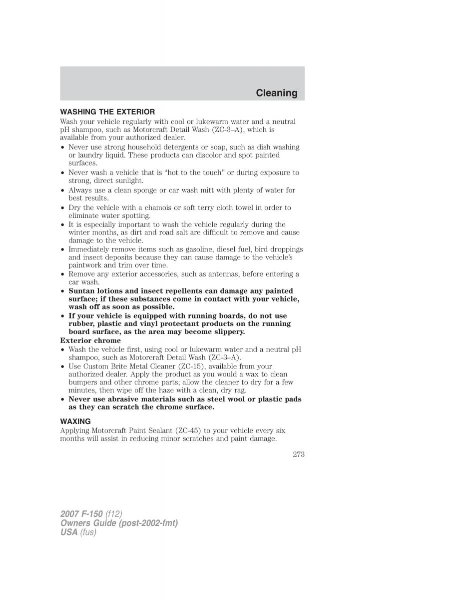 Ford F 150 owners manual / page 273