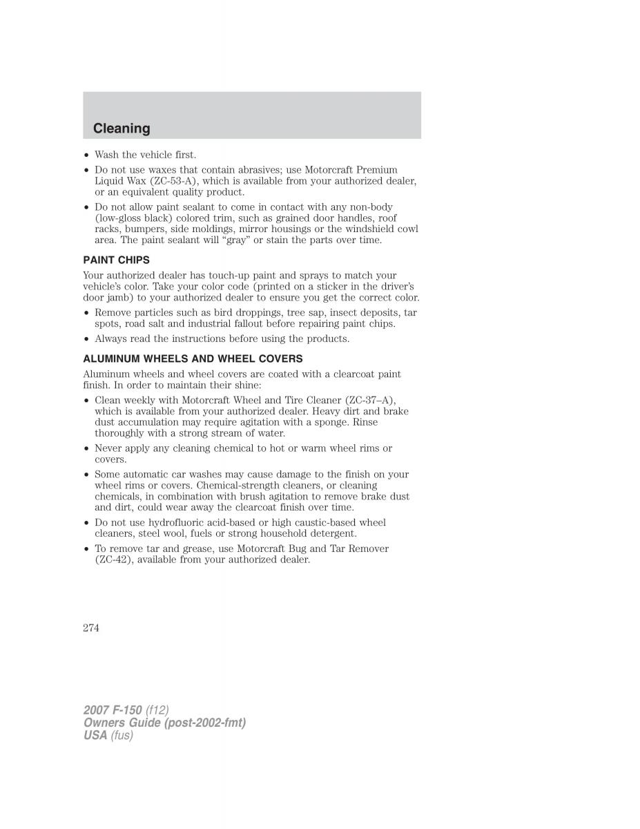 Ford F 150 owners manual / page 274