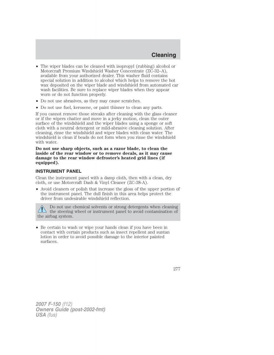 Ford F 150 owners manual / page 277