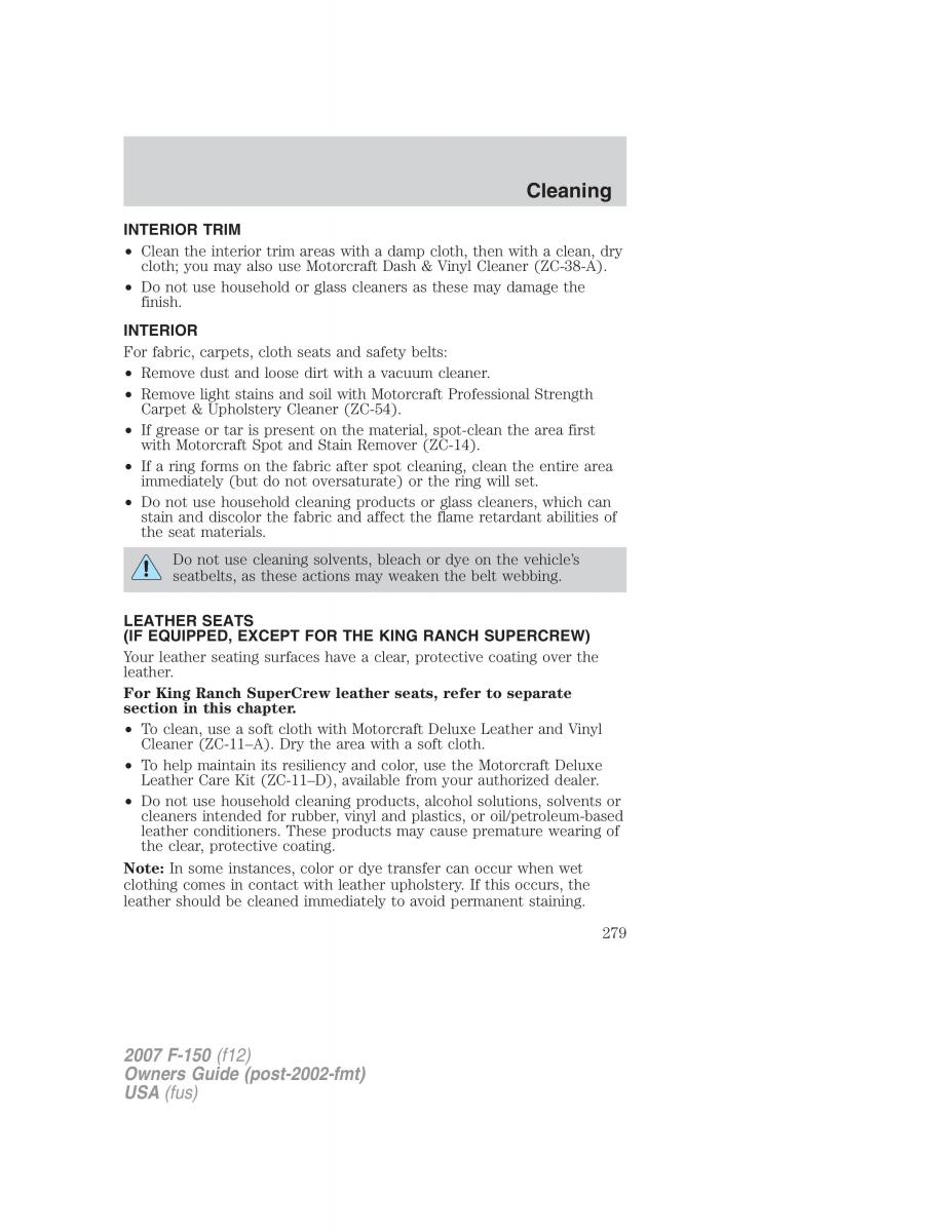 Ford F 150 owners manual / page 279