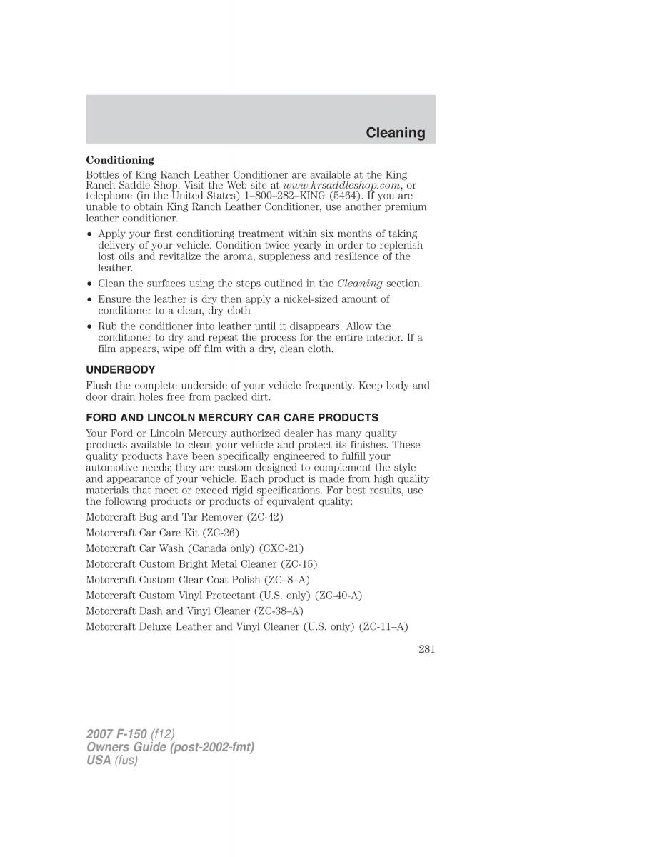 Ford F 150 owners manual / page 281