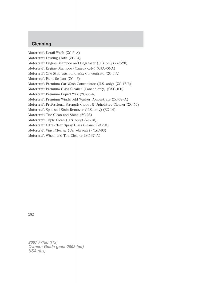 Ford F 150 owners manual / page 282