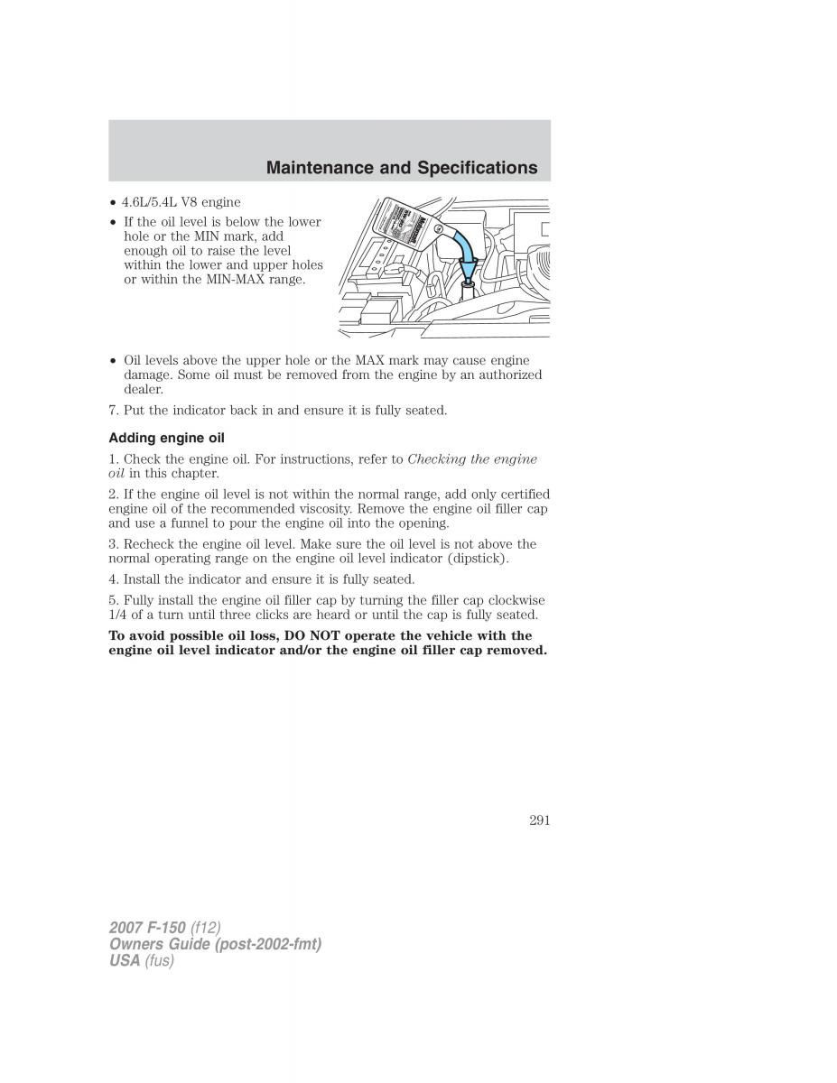 Ford F 150 owners manual / page 291