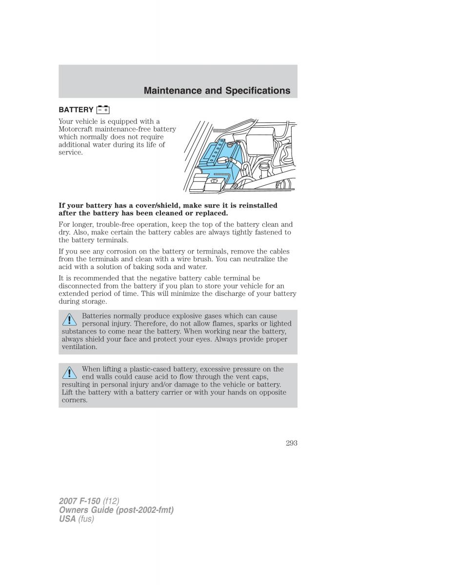 Ford F 150 owners manual / page 293