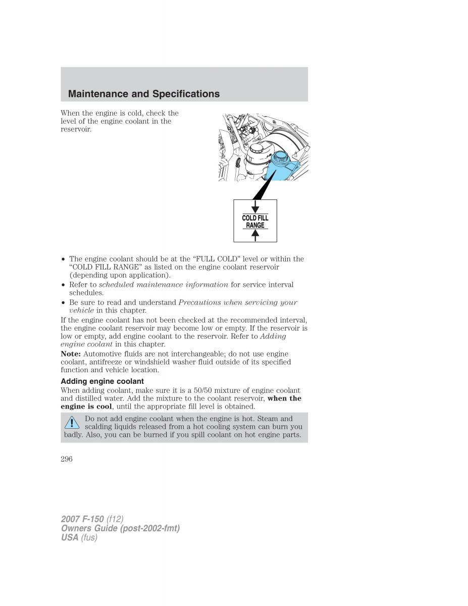 Ford F 150 owners manual / page 296