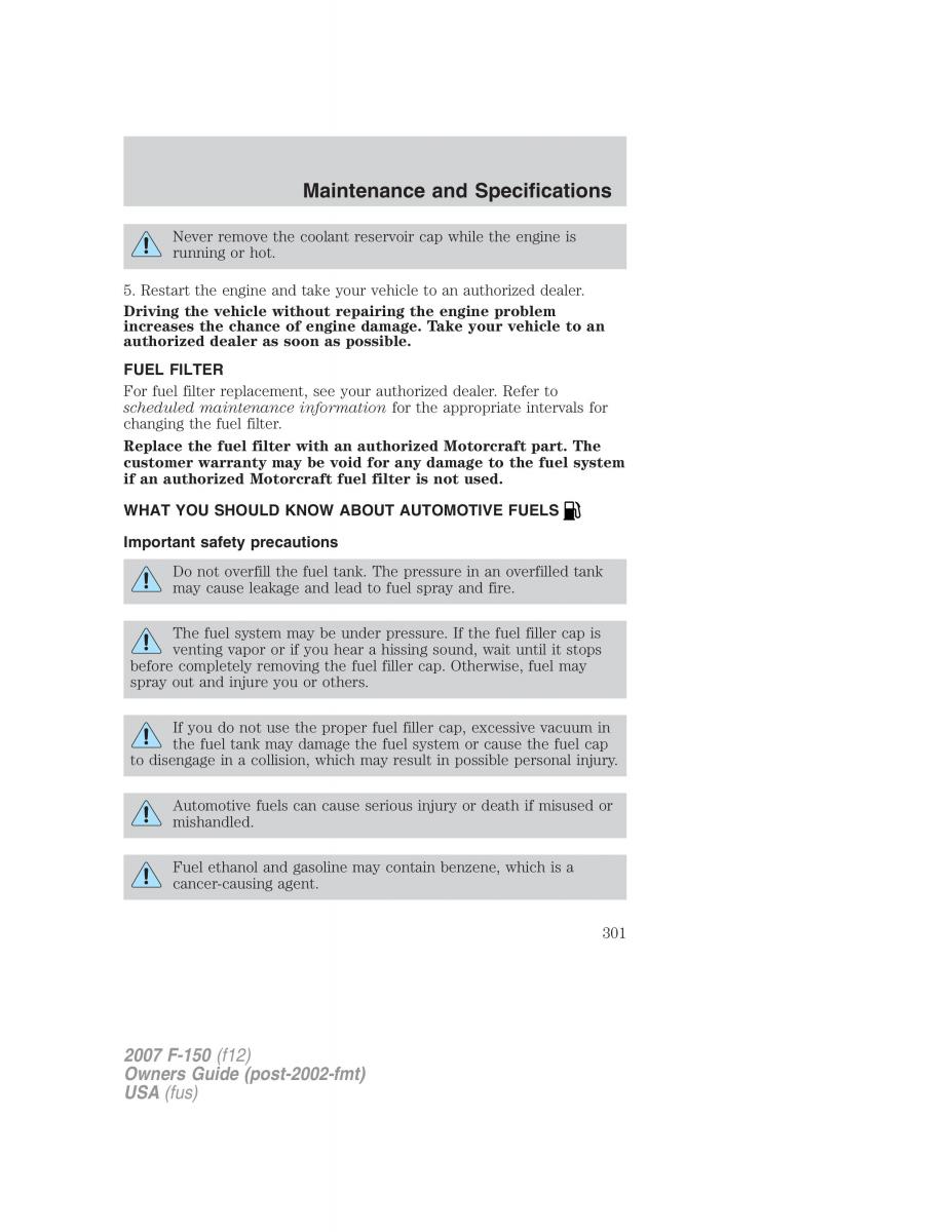 Ford F 150 owners manual / page 301