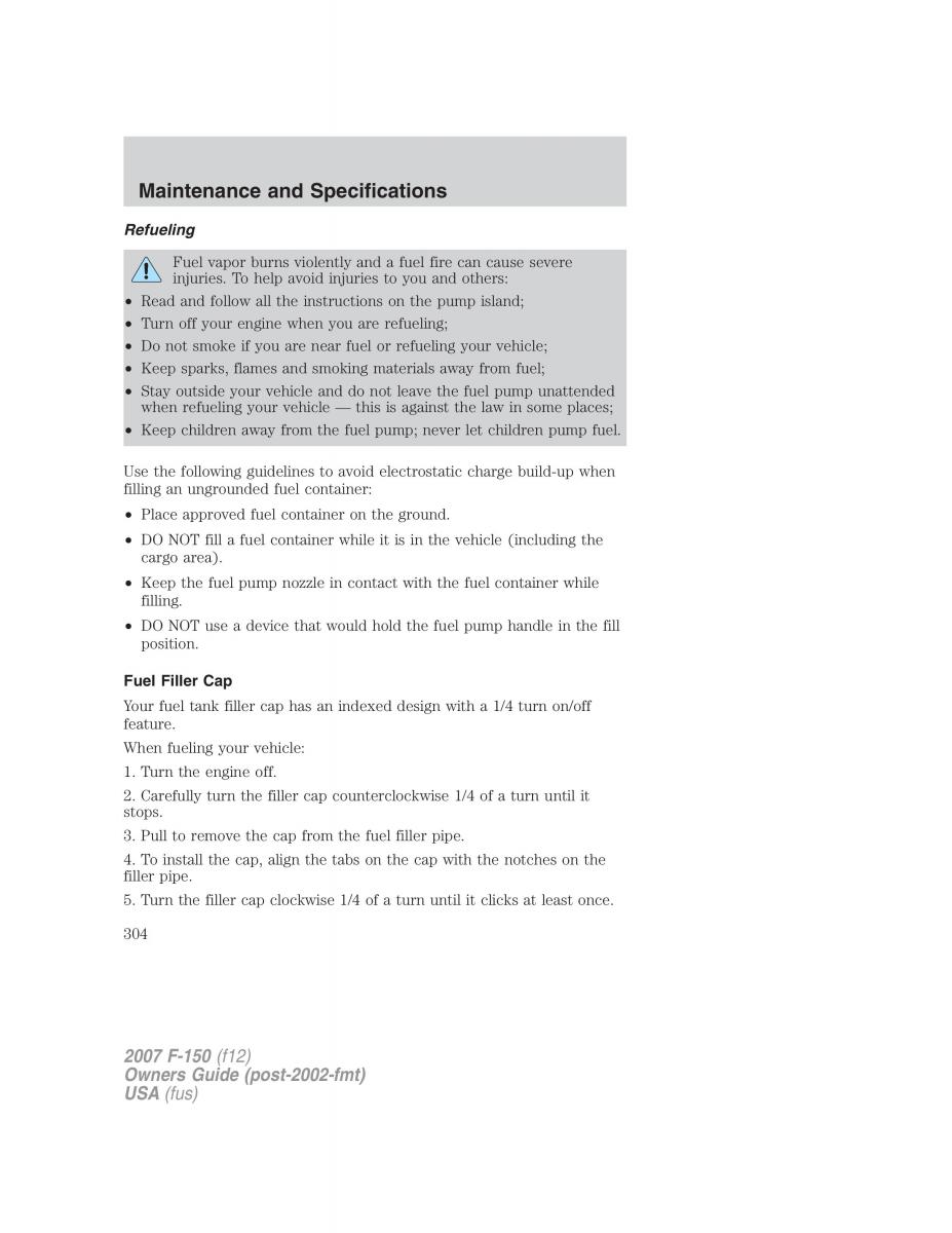 Ford F 150 owners manual / page 304