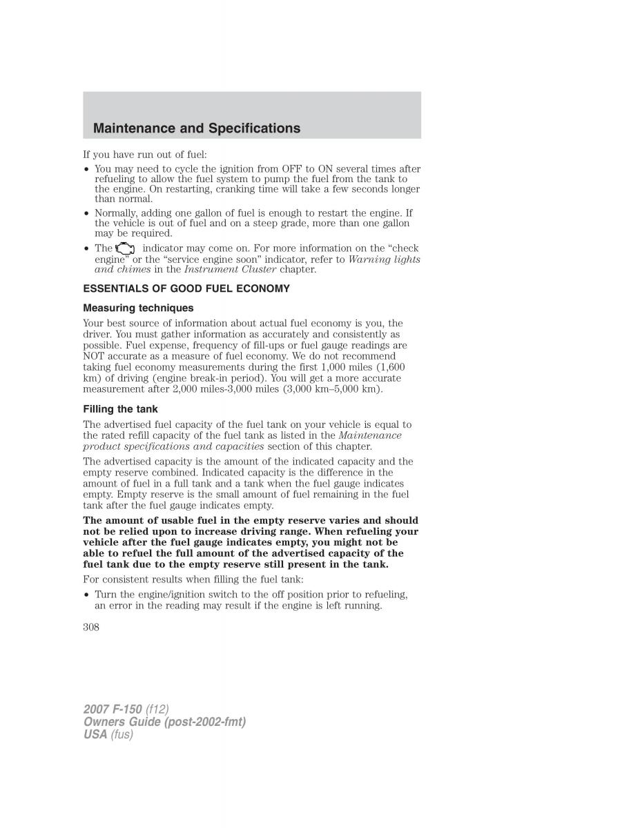 Ford F 150 owners manual / page 308