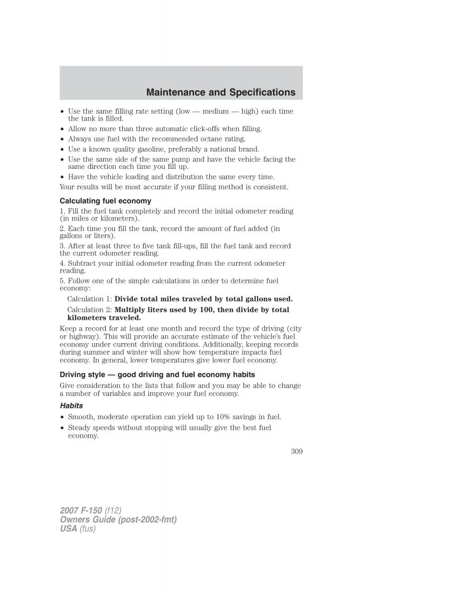 Ford F 150 owners manual / page 309