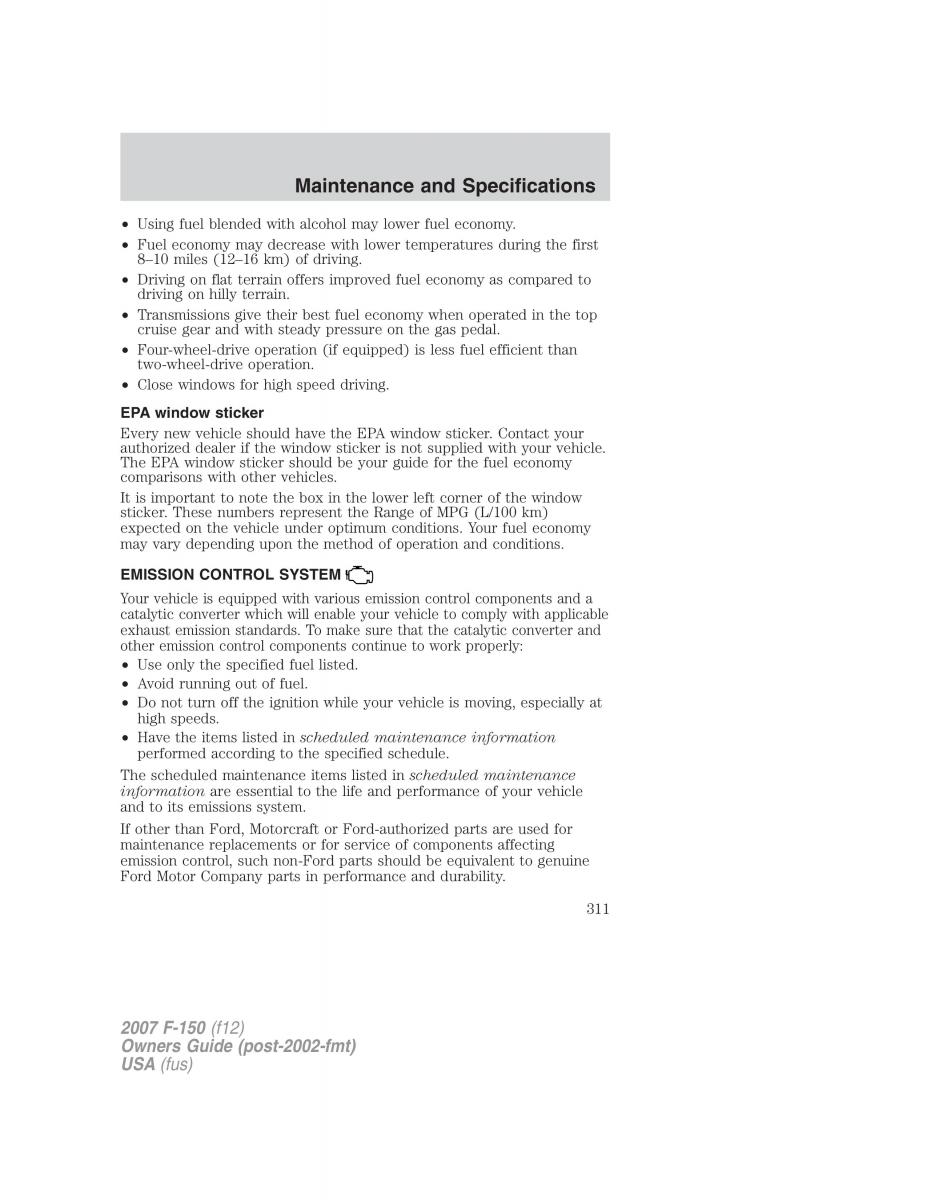 Ford F 150 owners manual / page 311