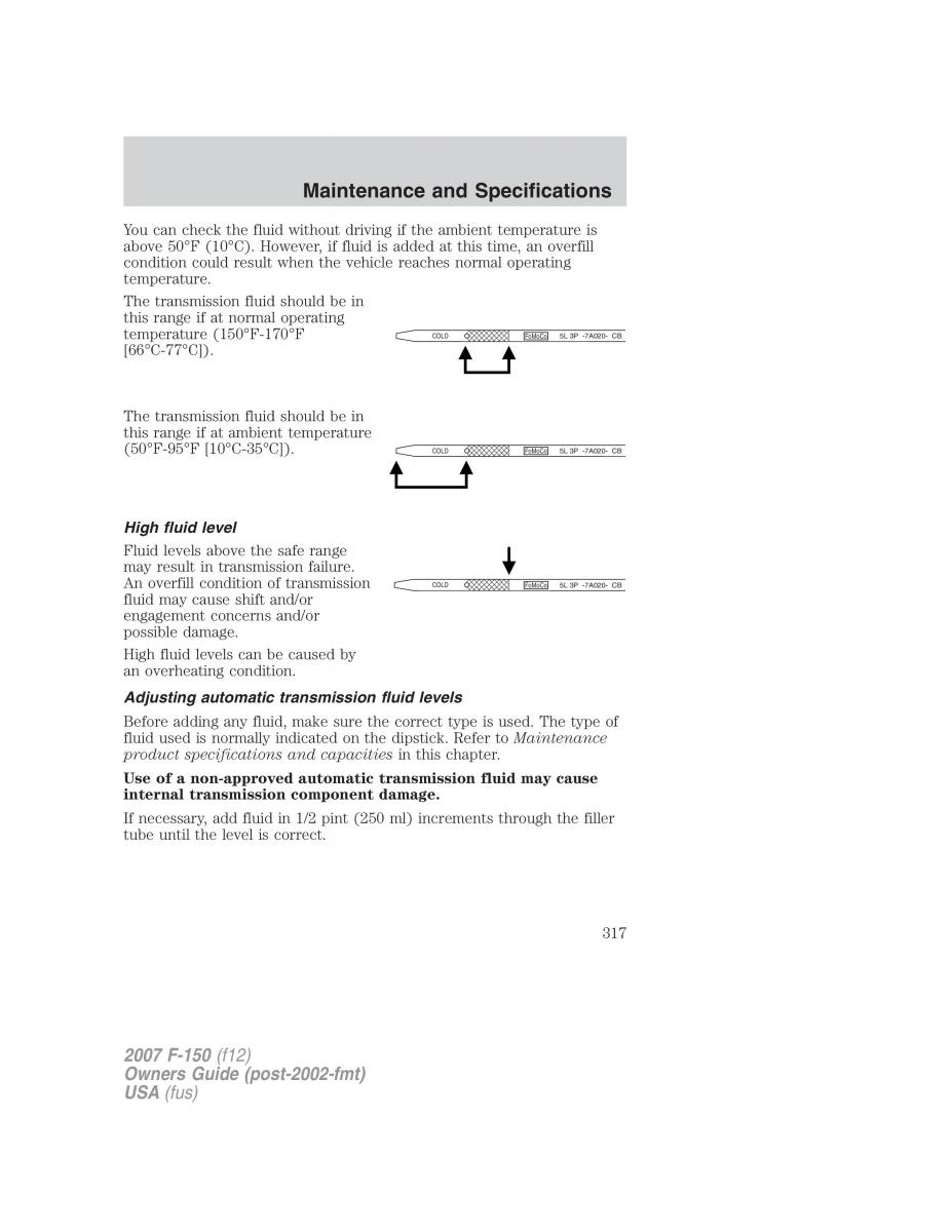 Ford F 150 owners manual / page 317