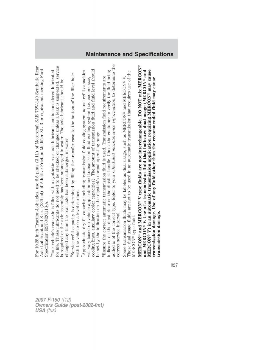 Ford F 150 owners manual / page 327