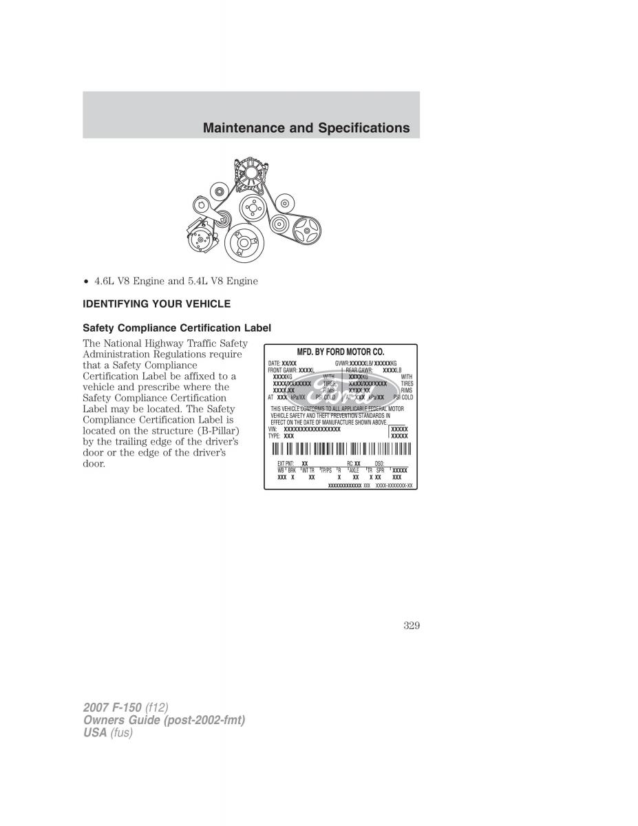 Ford F 150 owners manual / page 329