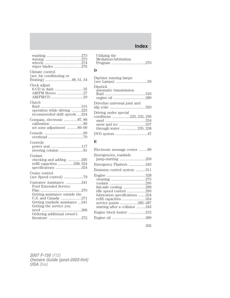 Ford F 150 owners manual / page 335