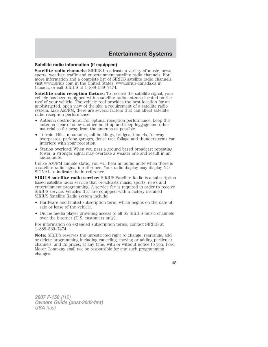 Ford F 150 owners manual / page 45