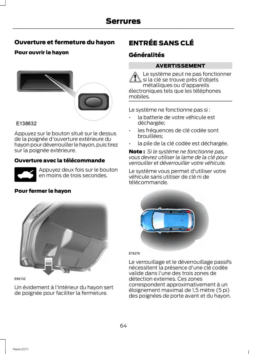 Ford Fiesta VII 7 manuel du proprietaire / page 66