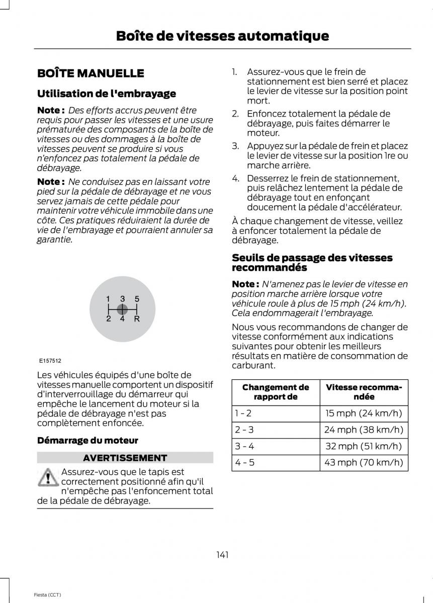 Ford Fiesta VII 7 manuel du proprietaire / page 143