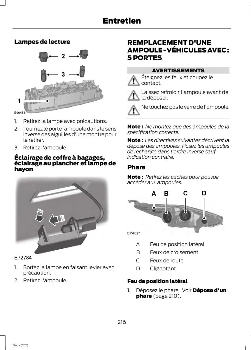 Ford Fiesta VII 7 manuel du proprietaire / page 218