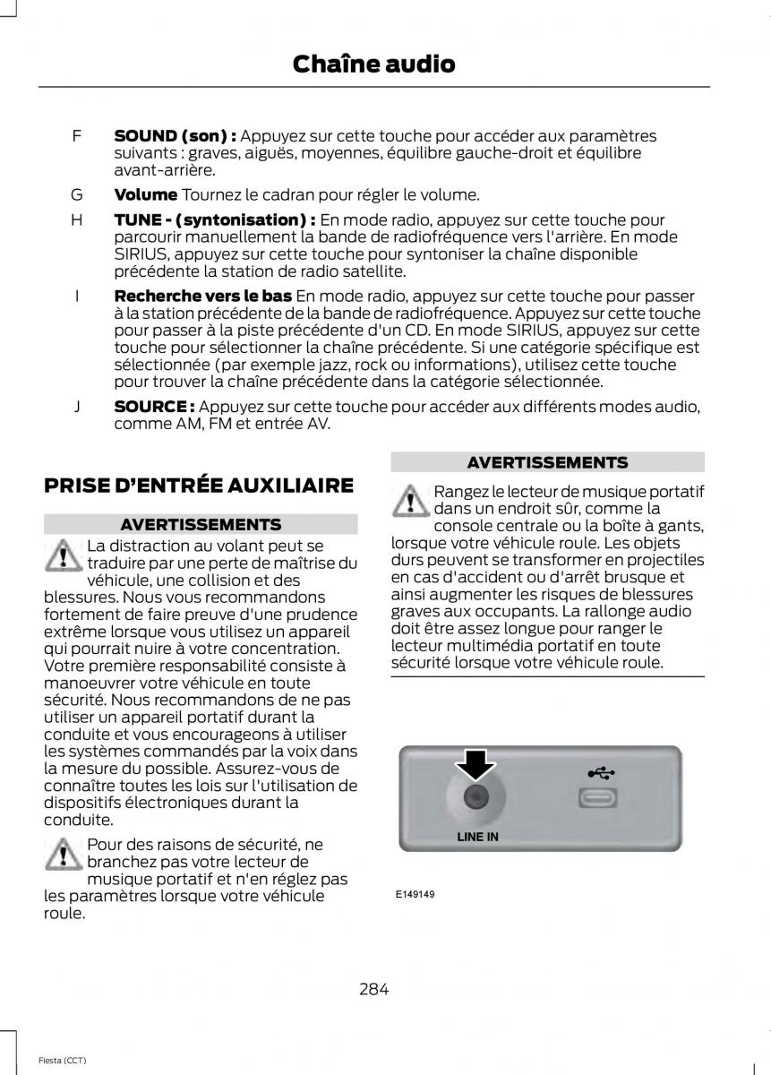 Ford Fiesta VII 7 manuel du proprietaire / page 286