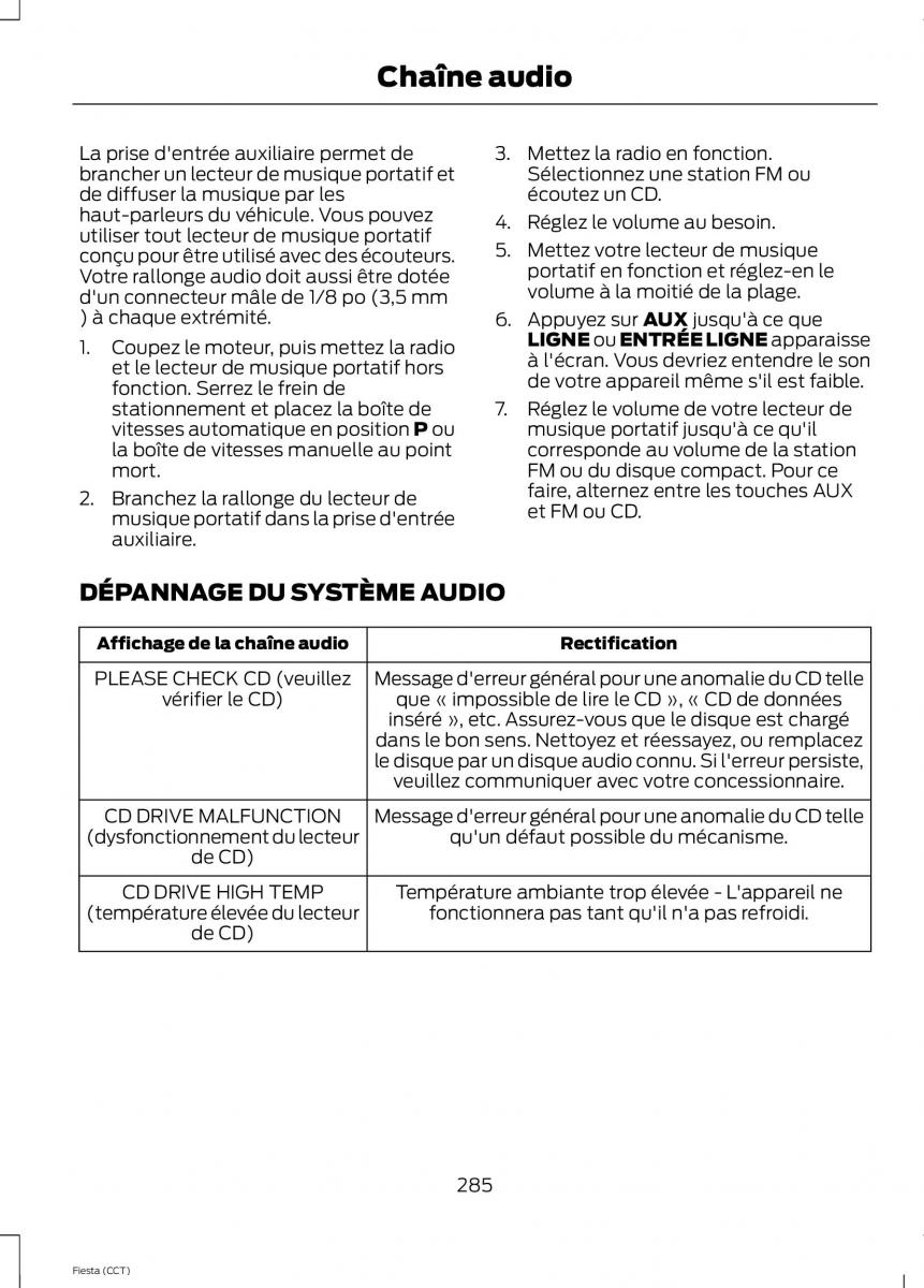 Ford Fiesta VII 7 manuel du proprietaire / page 287