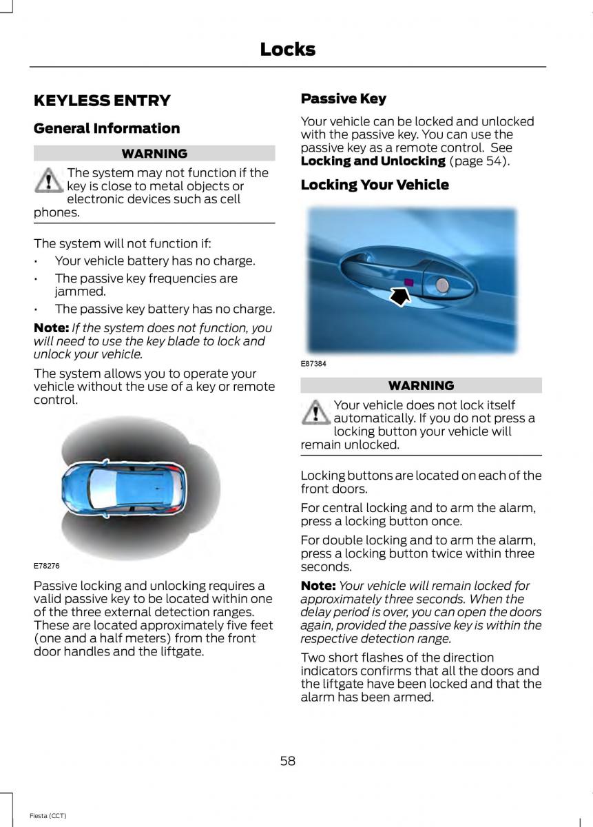 Ford Fiesta VII 7 owners manual / page 61