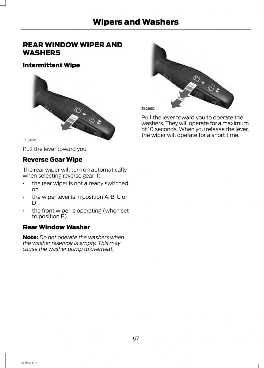 Ford Fiesta VII 7 owners manual / page 70