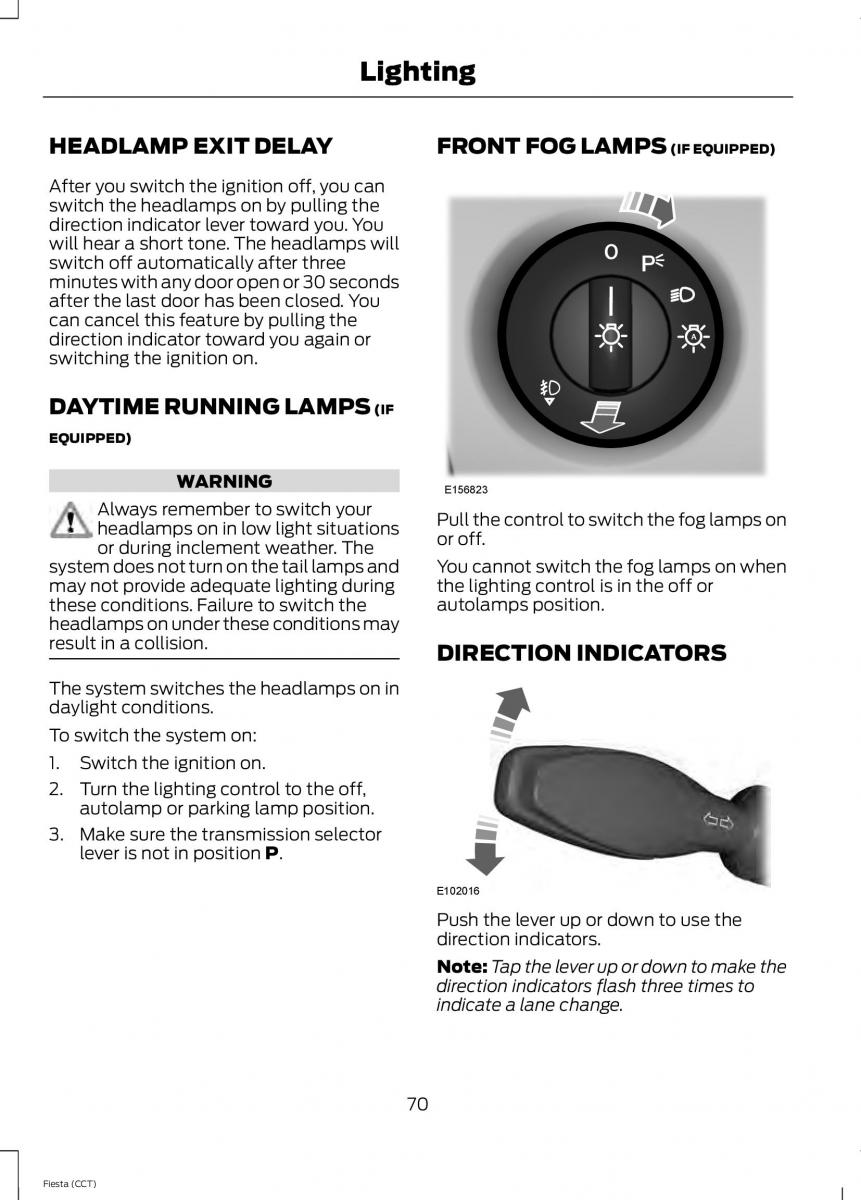 Ford Fiesta VII 7 owners manual / page 73