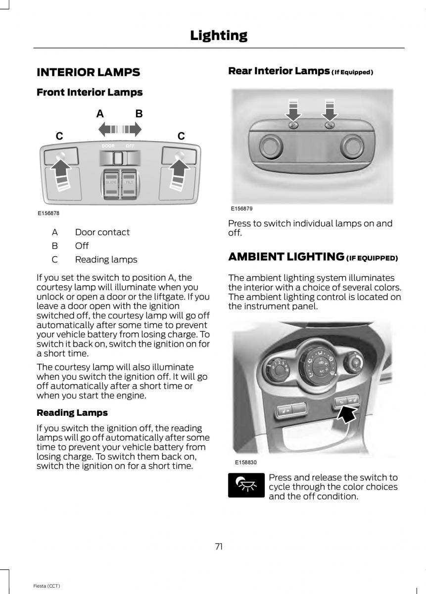 Ford Fiesta VII 7 owners manual / page 74