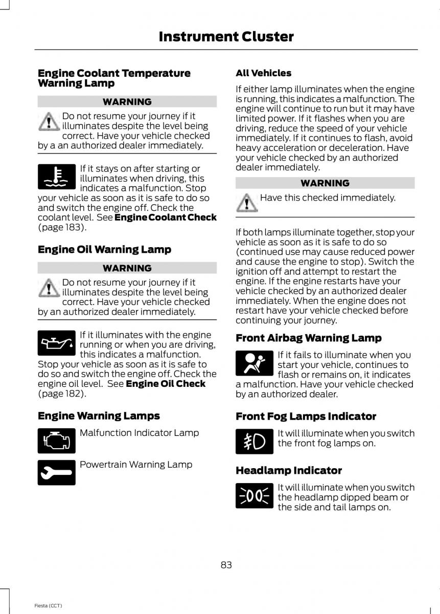 Ford Fiesta VII 7 owners manual / page 86