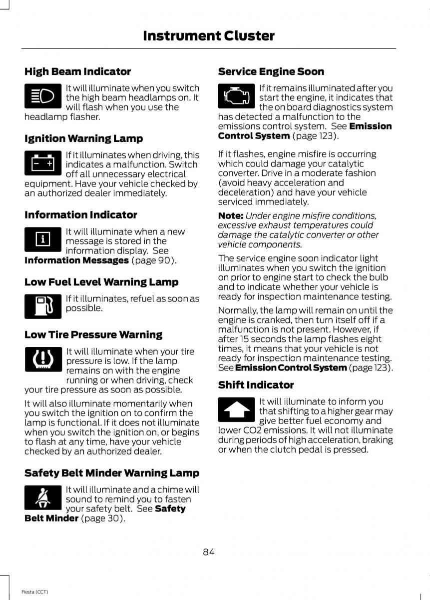 Ford Fiesta VII 7 owners manual / page 87