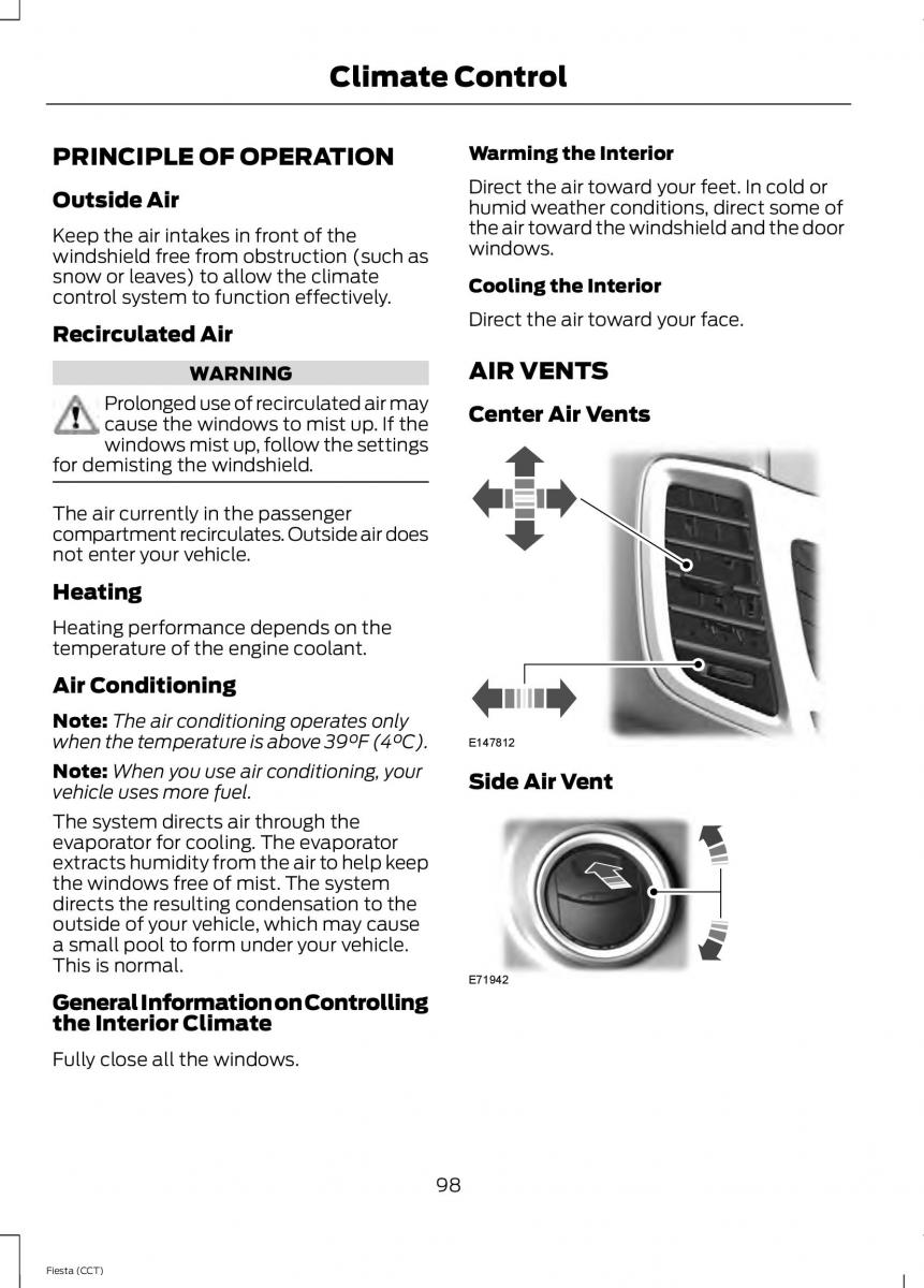 Ford Fiesta VII 7 owners manual / page 101