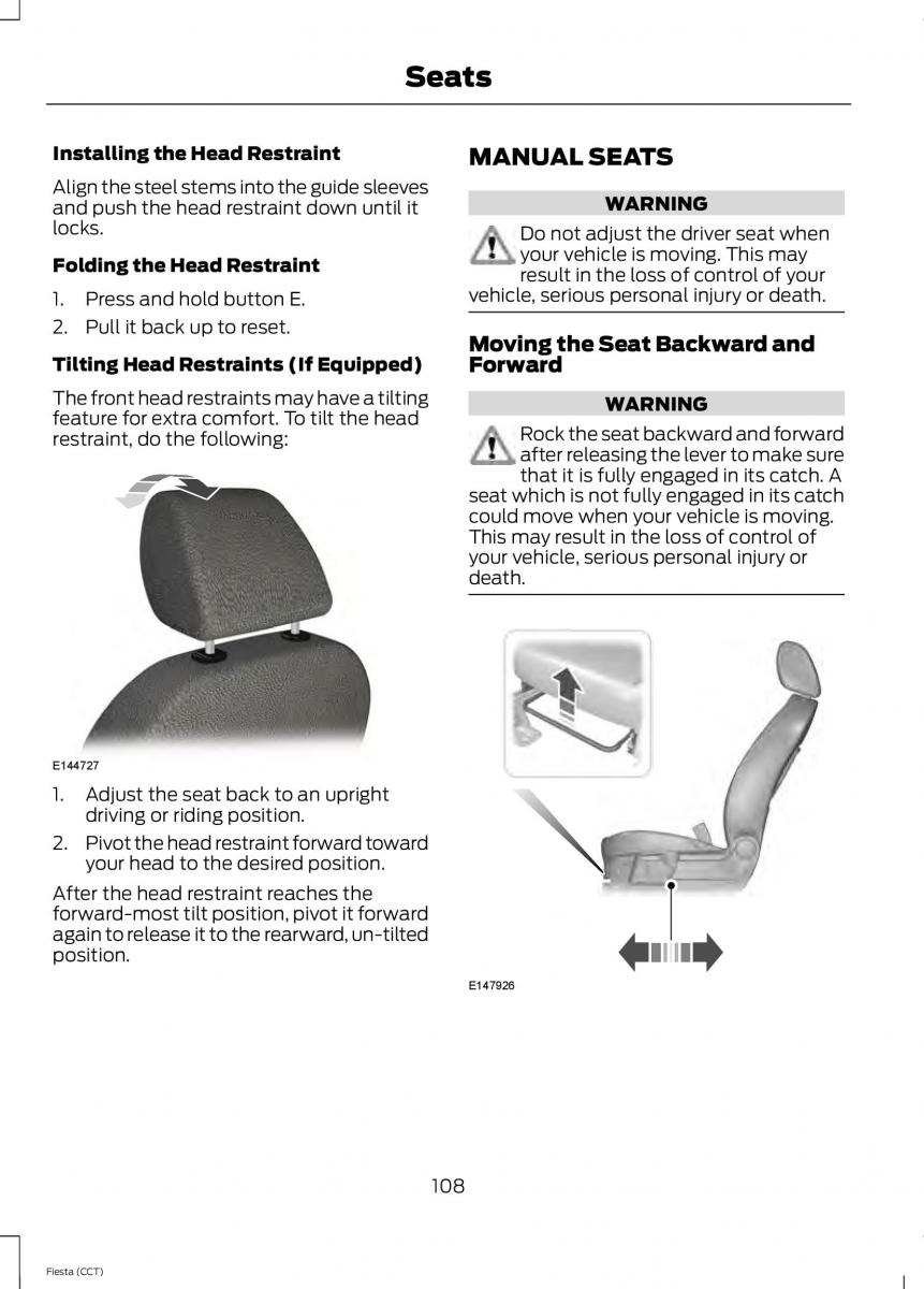 Ford Fiesta VII 7 owners manual / page 111