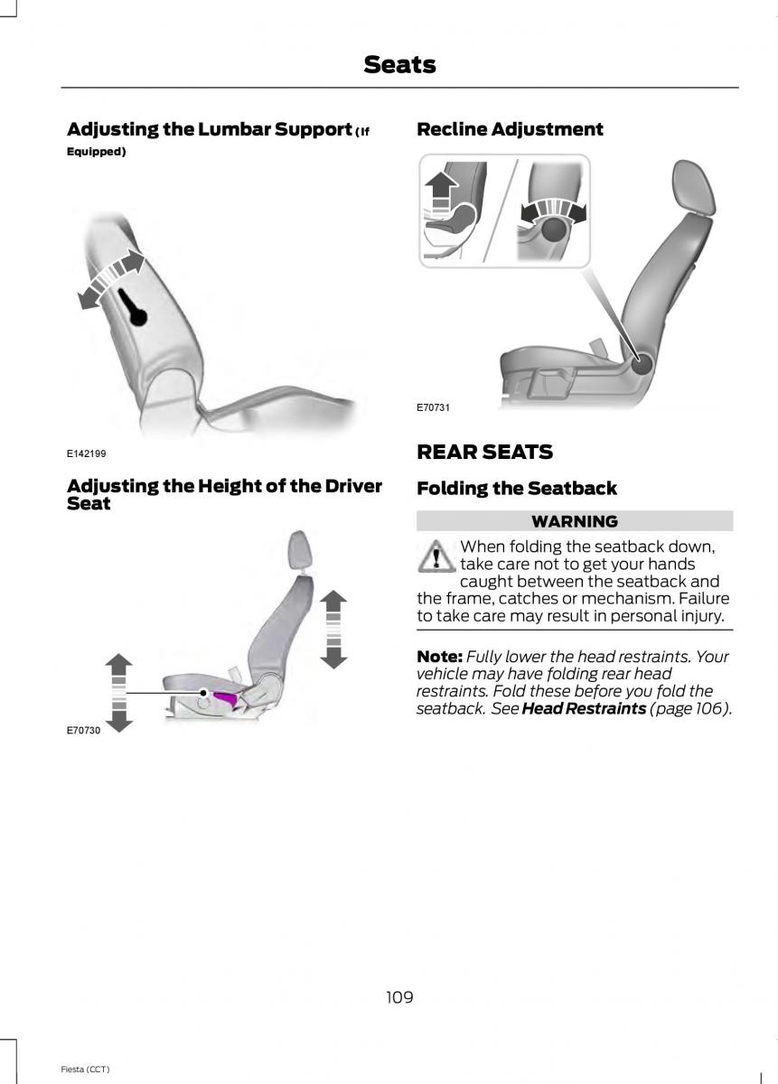 Ford Fiesta VII 7 owners manual / page 112