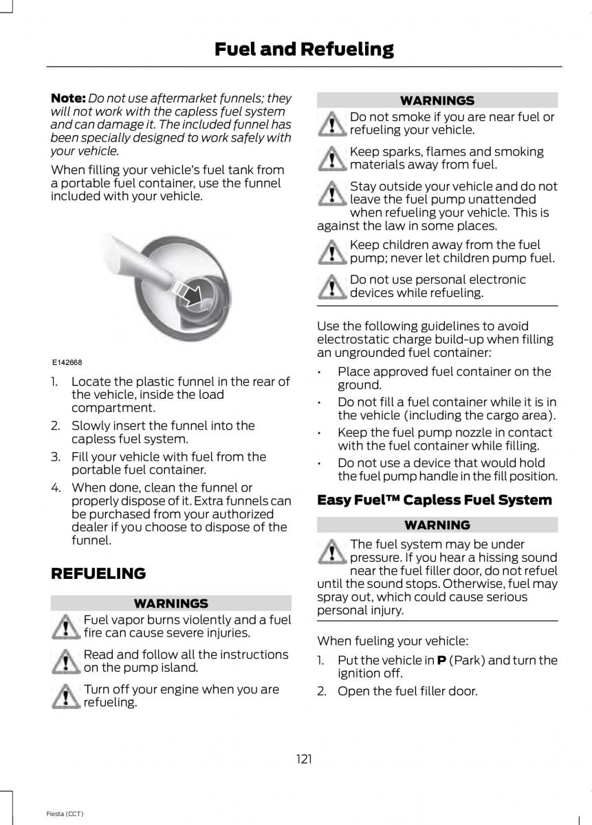 Ford Fiesta VII 7 owners manual / page 124