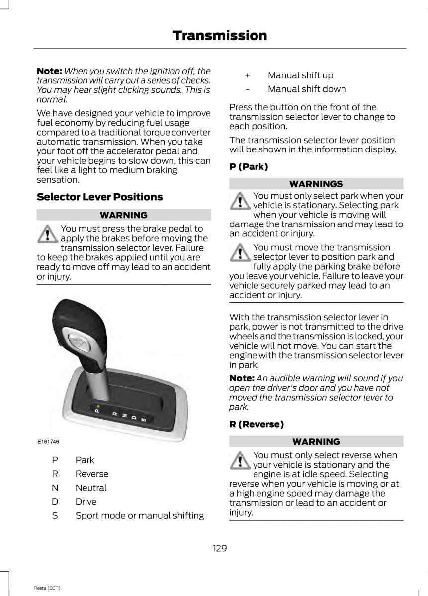 Ford Fiesta VII 7 owners manual / page 132