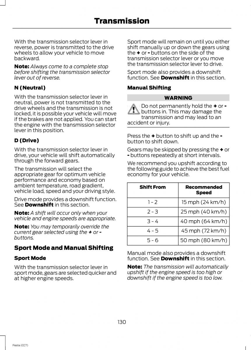 Ford Fiesta VII 7 owners manual / page 133