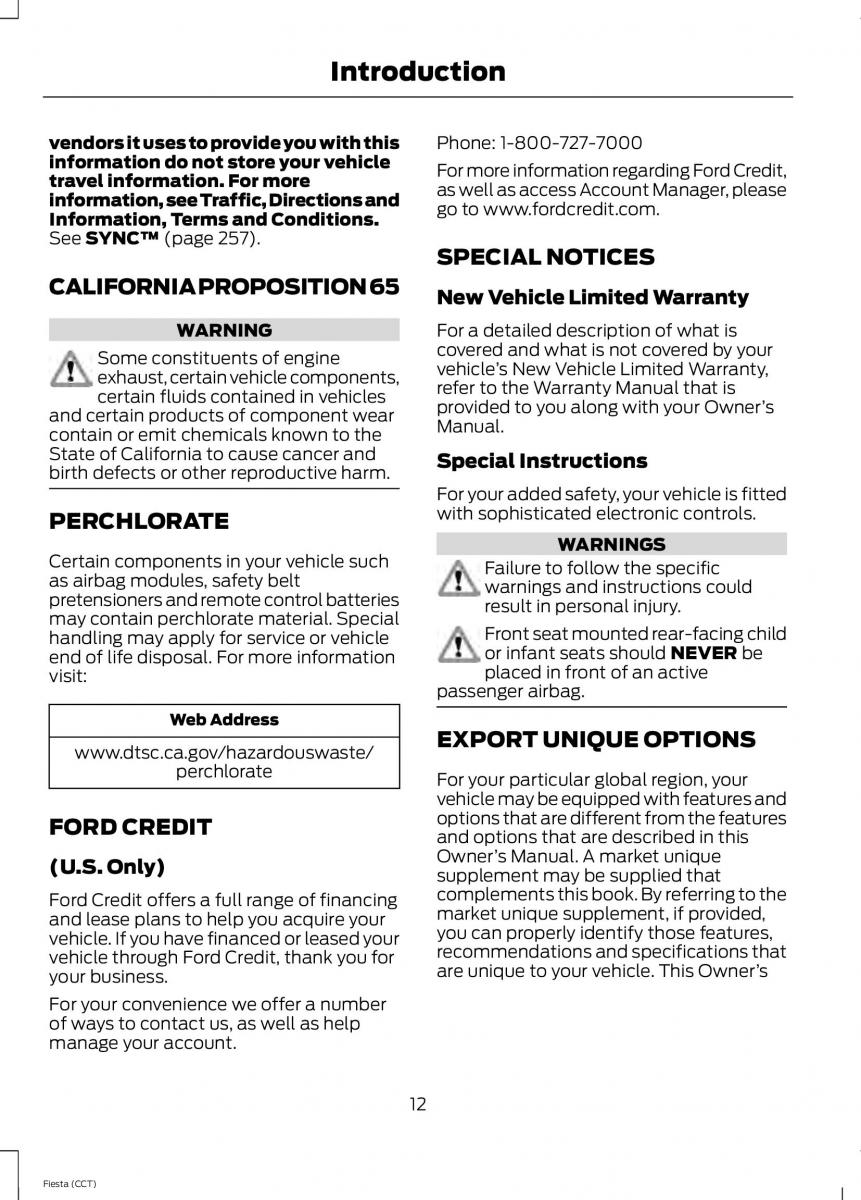 Ford Fiesta VII 7 owners manual / page 15