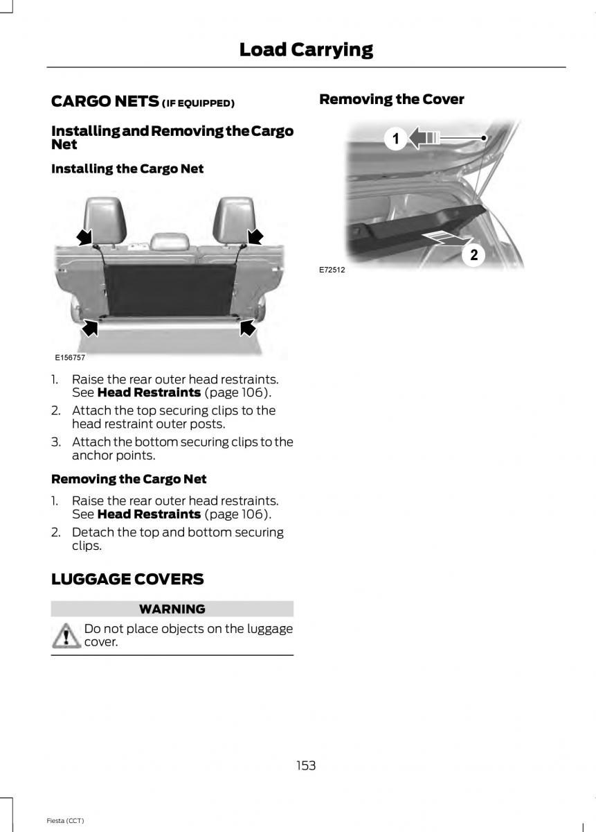 Ford Fiesta VII 7 owners manual / page 156