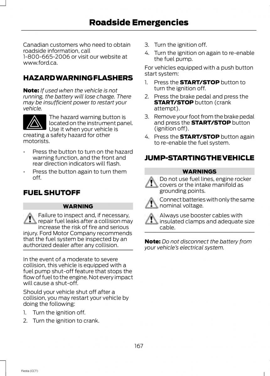 Ford Fiesta VII 7 owners manual / page 170