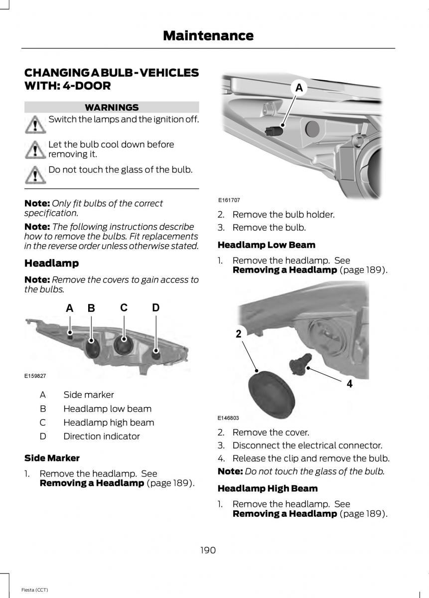 Ford Fiesta VII 7 owners manual / page 193