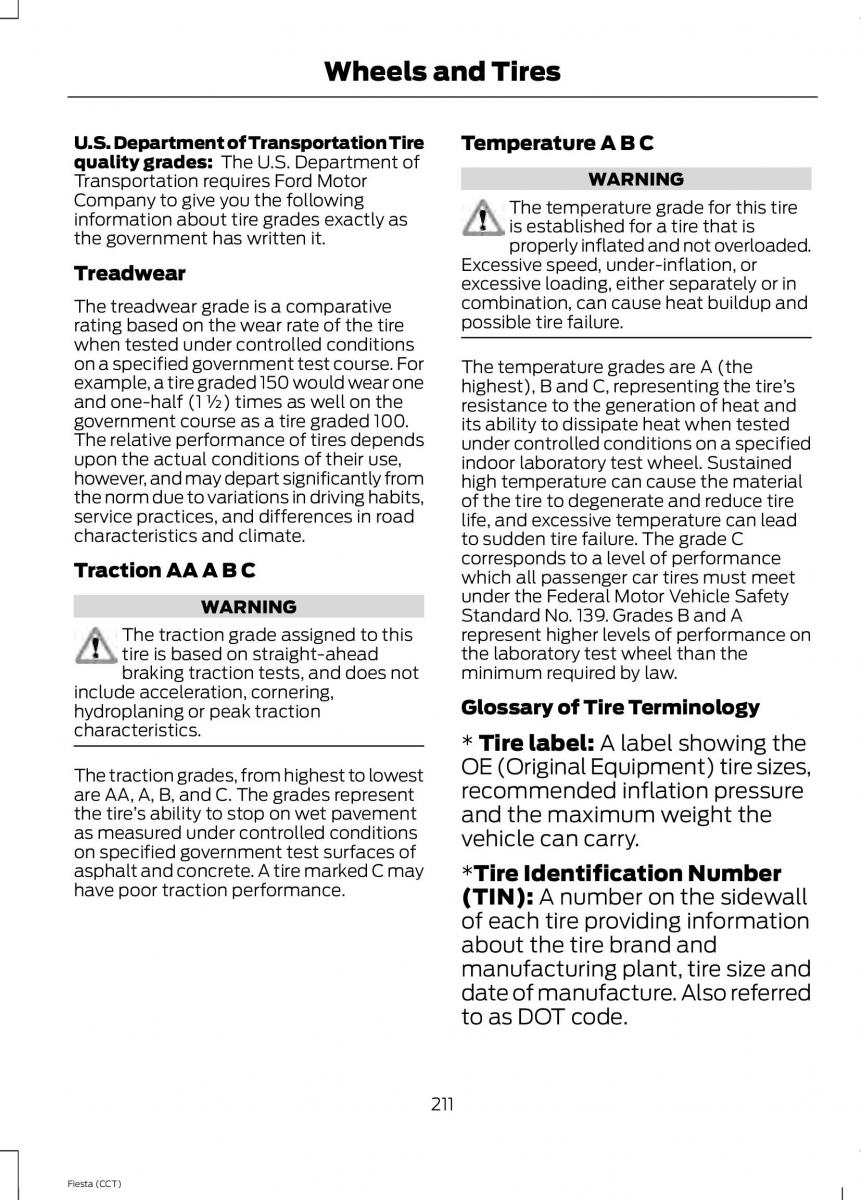 Ford Fiesta VII 7 owners manual / page 214