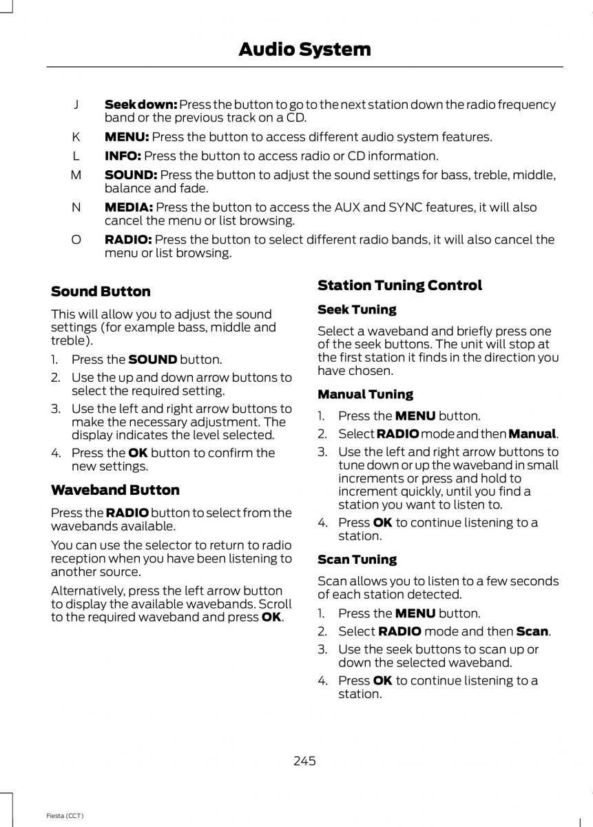 Ford Fiesta VII 7 owners manual / page 248