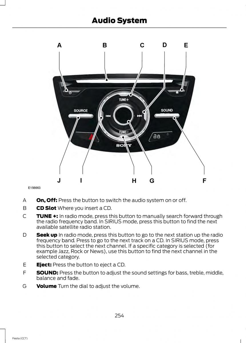 Ford Fiesta VII 7 owners manual / page 257