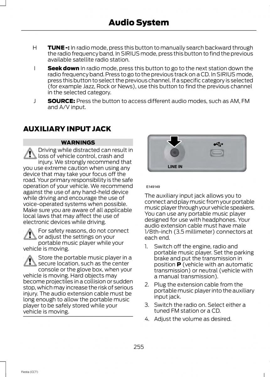 Ford Fiesta VII 7 owners manual / page 258