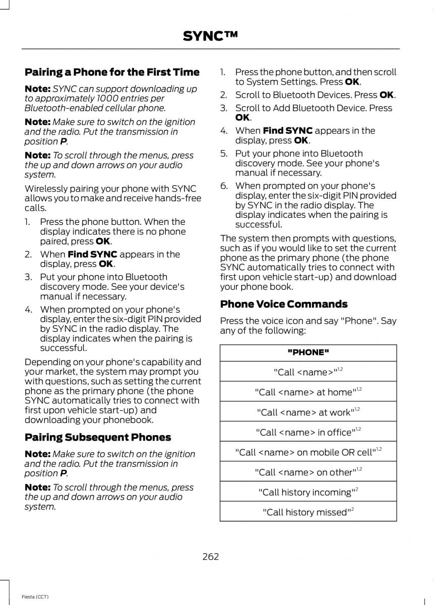 Ford Fiesta VII 7 owners manual / page 265