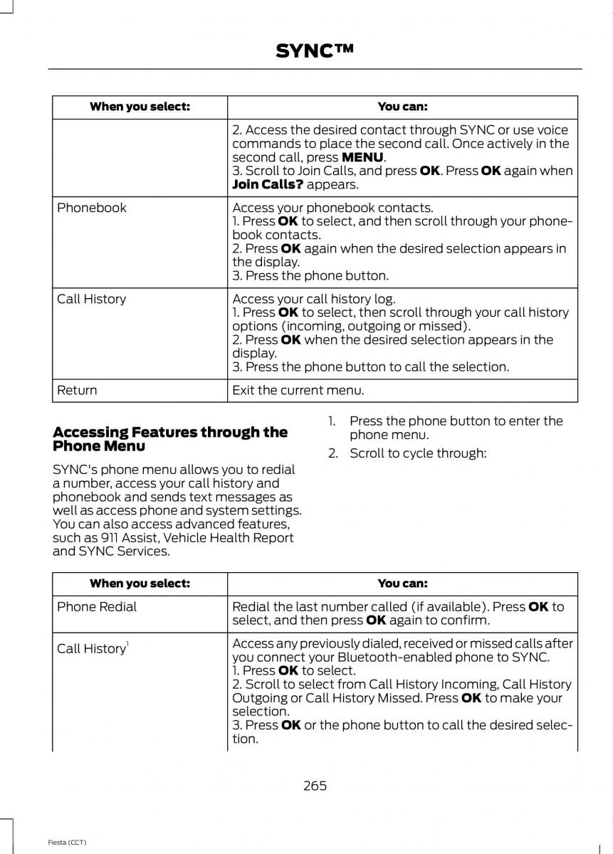 Ford Fiesta VII 7 owners manual / page 268